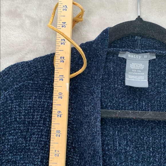 MATTY M | XXL WOMENS | CHENILLE FABRIC CARDIGAN  OPEN FRONT SWEATER in BLUE - Picture 4 of 10